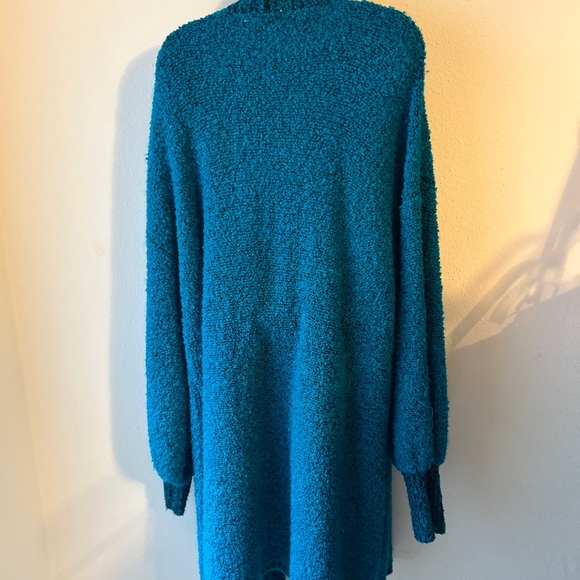 FOCAL POINT LONG SWEATER JACKET TURQUOISE 3X - Picture 4 of 4